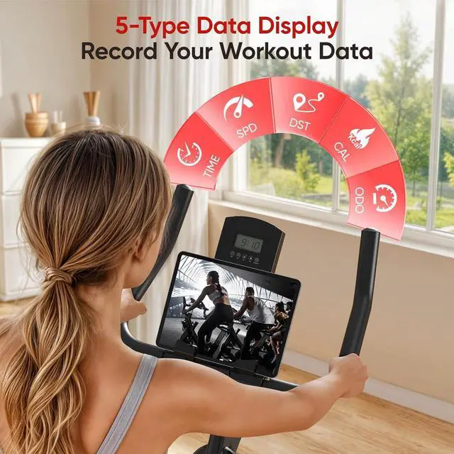 Alt view image 5 of 7 - Exercise Bike, Stationary Bike for Home/Indoor Cycling Bike Silent Belt Drive, Stationary Bike with 300lbs Weight Capacity w/Comfortable Seat Cushion & Tablet Mount