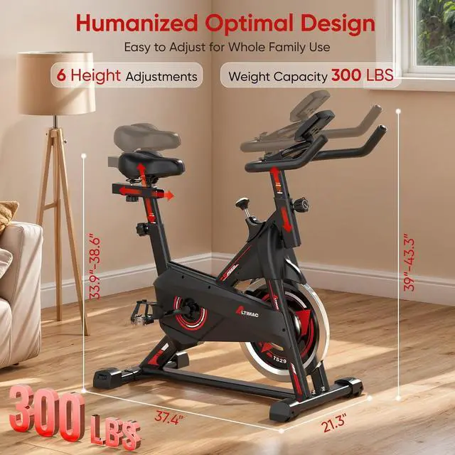 Alt view image 7 of 7 - Exercise Bike, Stationary Bike for Home/Indoor Cycling Bike Silent Belt Drive, Stationary Bike with 300lbs Weight Capacity w/Comfortable Seat Cushion & Tablet Mount