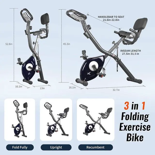 Alt view image 2 of 6 - leikefitness LEIKE X Bike Ultra-Quiet Folding Exercise Bike, Magnetic Upright Bicycle with Heart Rate,LCD Monitor and easy to assemble