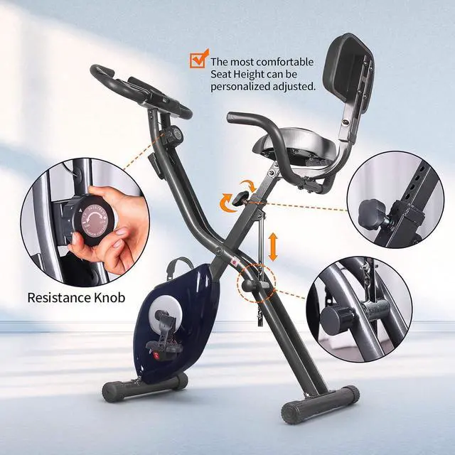 Alt view image 4 of 6 - leikefitness LEIKE X Bike Ultra-Quiet Folding Exercise Bike, Magnetic Upright Bicycle with Heart Rate,LCD Monitor and easy to assemble