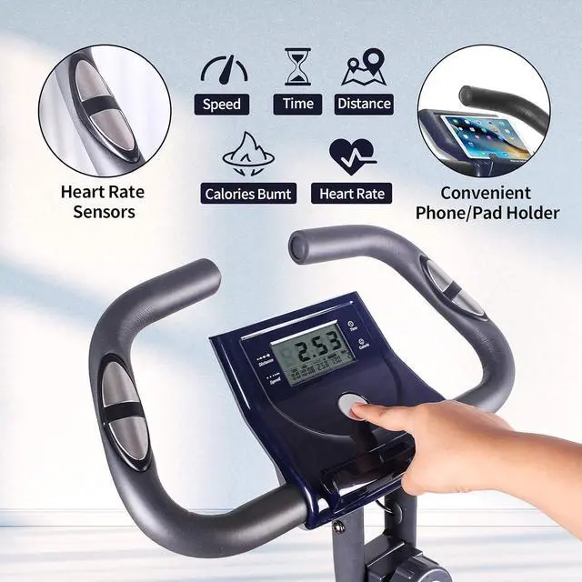 Alt view image 6 of 6 - leikefitness LEIKE X Bike Ultra-Quiet Folding Exercise Bike, Magnetic Upright Bicycle with Heart Rate,LCD Monitor and easy to assemble