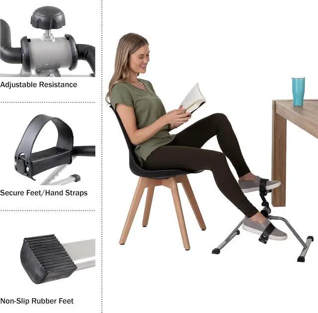 Alt view image 4 of 7 - Under Desk Bike Pedal Exerciser with Calorie Tracker and Adjustable Resistance