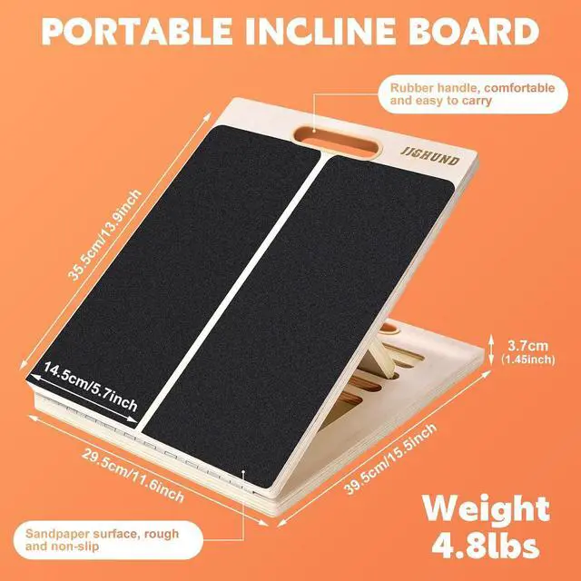 Alt view image 2 of 7 - Slant Board for Calf Stretching, Adjustable Wooden Calf Stretcher Incline Board, Calf Stretch Board for Squats Leg Knees Heel Ankle Stretching