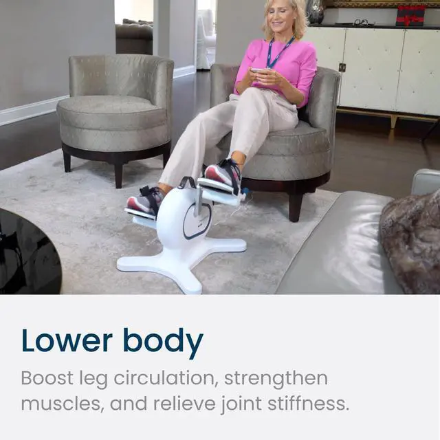 Alt view image 3 of 7 - PhysioPedal® Arm & Leg Pedal Exerciser, Dual Mode, 8 Motorized Speeds, 8 Adjustable Resistance Levels, LCD Display, Magnetic Remote, to Enhance Mobility, Recovery, Joint Health