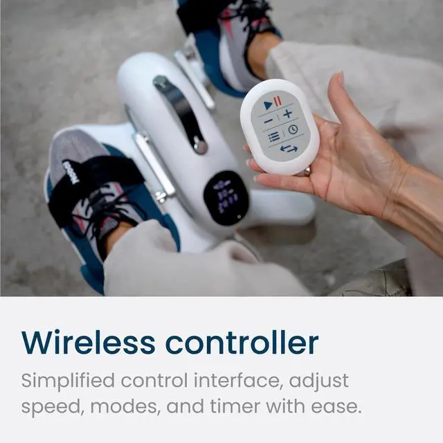 Alt view image 7 of 7 - PhysioPedal® Arm & Leg Pedal Exerciser, Dual Mode, 8 Motorized Speeds, 8 Adjustable Resistance Levels, LCD Display, Magnetic Remote, to Enhance Mobility, Recovery, Joint Health