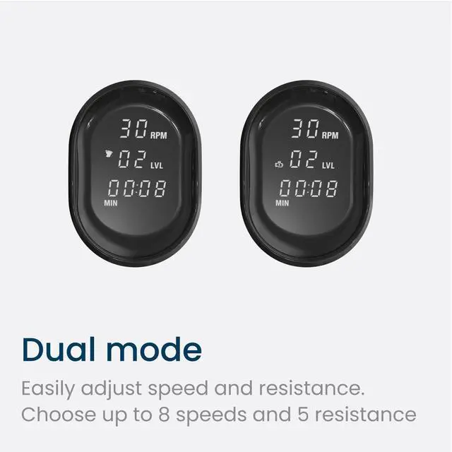 Alt view image 6 of 7 - PhysioPedal® Arm & Leg Pedal Exerciser, Dual Mode, 8 Motorized Speeds, 8 Adjustable Resistance Levels, LCD Display, Magnetic Remote, to Enhance Mobility, Recovery, Joint Health