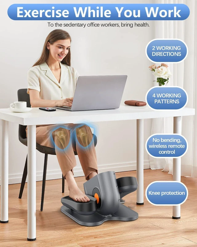 Alt view image 6 of 7 - Under Desk Elliptical Machine, Electric Ellipse Leg Machines as Seen on Tv for Seniors with 10 Adjustable, Leg Machines,Quiet & Portable Seated Pedal Exerciser