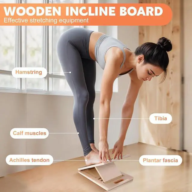 Alt view image 5 of 7 - Slant Board for Calf Stretching, Adjustable Wooden Calf Stretcher Incline Board, Calf Stretch Board for Squats Leg Knees Heel Ankle Stretching