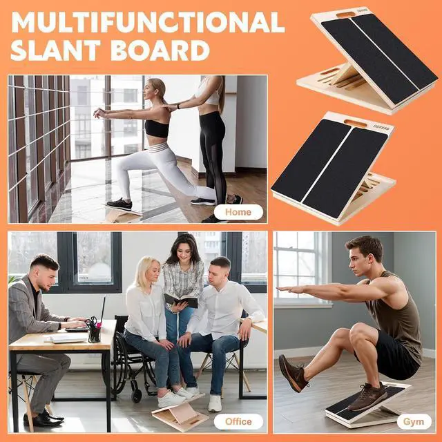 Alt view image 7 of 7 - Slant Board for Calf Stretching, Adjustable Wooden Calf Stretcher Incline Board, Calf Stretch Board for Squats Leg Knees Heel Ankle Stretching