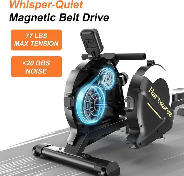 Alt view image 2 of 7 - Rowing Machines for Home,Hartwares Magnetic Rowing Machine with 77lbs High Resistance Rowing Machine,16 Levels of Quiet Resistance,Rower Machine for Home Row Machine,App Compatible,LCD Monitor