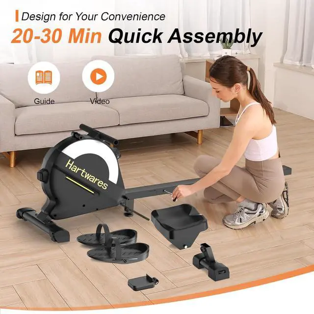 Alt view image 6 of 7 - Rowing Machines for Home,Hartwares Magnetic Rowing Machine with 77lbs High Resistance Rowing Machine,16 Levels of Quiet Resistance,Rower Machine for Home Row Machine,App Compatible,LCD Monitor