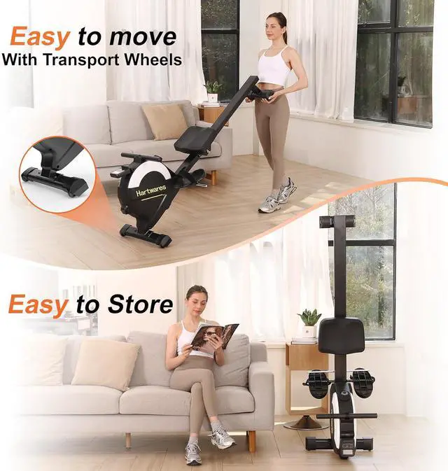 Alt view image 7 of 7 - Rowing Machines for Home,Hartwares Magnetic Rowing Machine with 77lbs High Resistance Rowing Machine,16 Levels of Quiet Resistance,Rower Machine for Home Row Machine,App Compatible,LCD Monitor