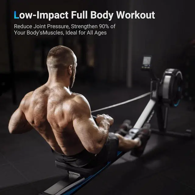 Alt view image 2 of 7 - MERACH Rowing Machines for Home, Adjustable Air Resistance Professional Indoor Rowing Machine, Ergonomic Comfort Seat, Performance Monitor and Device Holder, Easy Storage