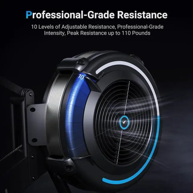 Alt view image 5 of 7 - MERACH Rowing Machines for Home, Adjustable Air Resistance Professional Indoor Rowing Machine, Ergonomic Comfort Seat, Performance Monitor and Device Holder, Easy Storage