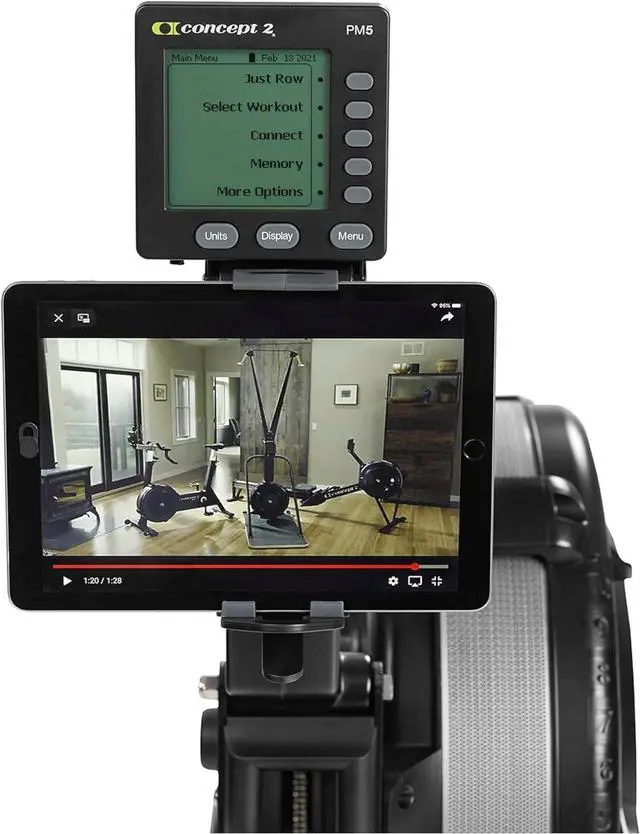 Alt view image 7 of 7 - Concept2 RowErg Model D Indoor Rowing Machine Gray Color with PM5 Monitor, Device Holder, Adjustable Air Resistance, Easy Storage