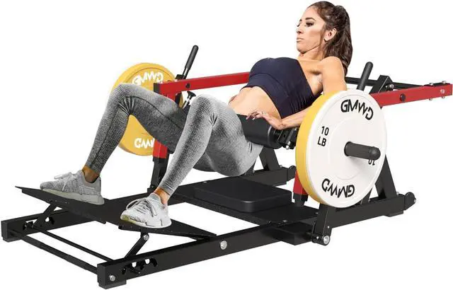Main image of GMWD Hip Thrust Machine, 800LBS Plate-Loaded Glute Bridge Machine with Weight Holder, Heavy Duty Butt Exercise Equipment for Glute Muscles Building and Butt Shaping, Adjustable Footboard, Red