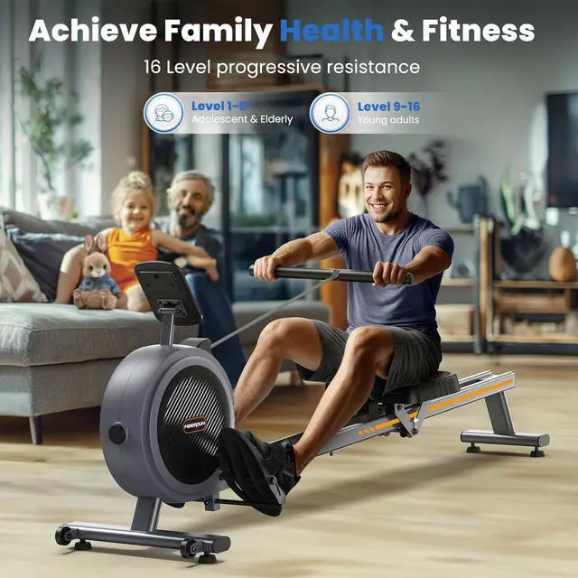 Alt view image 3 of 7 - FEIERDUN Rowing Machines for Home, Compact Rower Machine with 350LBS Loading Capacity, Magetic Rower with APP, Row Machine with Dual Slide Rail
