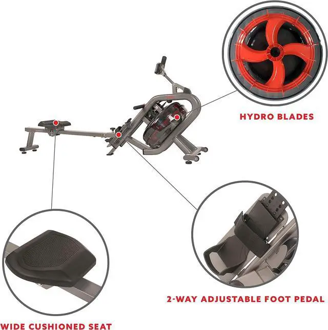 Alt view image 4 of 7 - Sunny Health & Fitness Elite Water Rowing Machine with High Dynamic Resistance Vertical Tank, Low-Impact Full-Body Workout and Optional Free SunnyFit App Connectivity