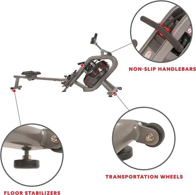 Alt view image 5 of 7 - Sunny Health & Fitness Elite Water Rowing Machine with High Dynamic Resistance Vertical Tank, Low-Impact Full-Body Workout and Optional Free SunnyFit App Connectivity