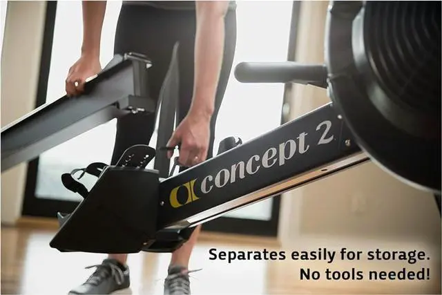 Alt view image 5 of 7 - Concept2 RowErg Model D Indoor Rowing Machine Gray Color with PM5 Monitor, Device Holder, Adjustable Air Resistance, Easy Storage