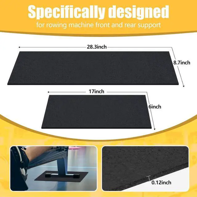 Alt view image 3 of 7 - 2 Pieces Rower Mat Compatible with Model D Concept 2 Rowing Machine Anti Slip and High Density Thick Floor Mat for Home Gym Foam, Black