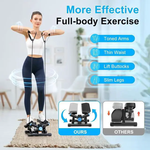 Alt view image 2 of 7 - Steppers for Exercise at Home, Twist Stepper with 350LBS Loading Capacity, Mini Stepper with Resistance Bands, Hydraulic Fitness Stair Stepper for Home with LCD Monitor
