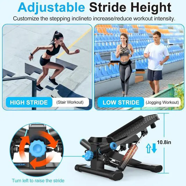 Alt view image 5 of 7 - Steppers for Exercise at Home, Twist Stepper with 350LBS Loading Capacity, Mini Stepper with Resistance Bands, Hydraulic Fitness Stair Stepper for Home with LCD Monitor