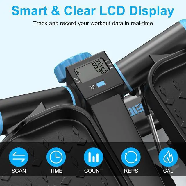 Alt view image 6 of 7 - Steppers for Exercise at Home, Twist Stepper with 350LBS Loading Capacity, Mini Stepper with Resistance Bands, Hydraulic Fitness Stair Stepper for Home with LCD Monitor