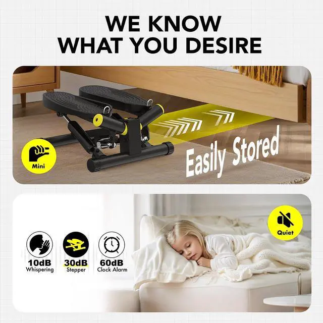 Alt view image 3 of 5 - Mini Twist Stepper, Stepper Machine with 330LBS Weight Capacity, Mini Stepper for Full Body Workout, Adjustable Step Height, Smooth and Quiet, Step Machine for Men Women