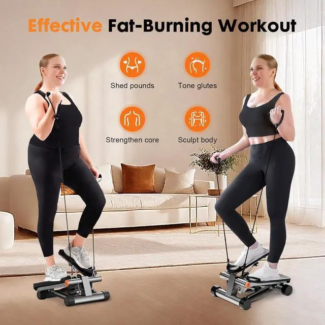 Alt view image 2 of 7 - GORISE Steppers for Home Workout - Adjustable Height Stair Stepper with Resistance Bands & LCD Monitor