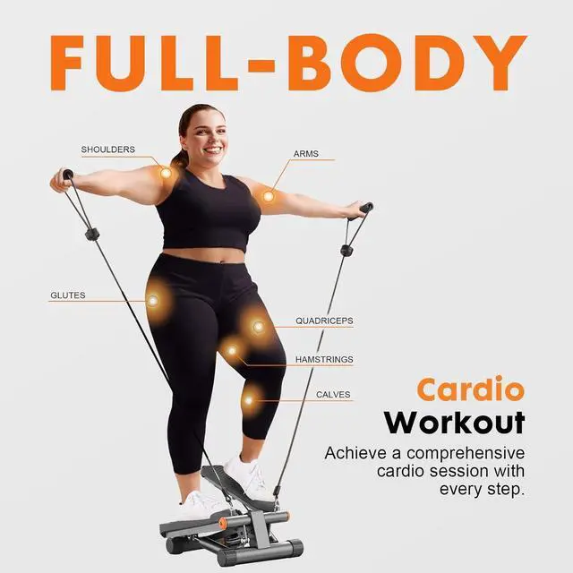 Alt view image 4 of 7 - GORISE Steppers for Home Workout - Adjustable Height Stair Stepper with Resistance Bands & LCD Monitor