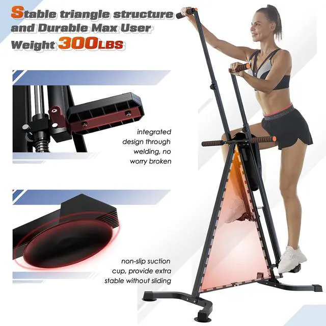 Alt view image 2 of 6 - Sportsroyals Vertical Climber, Folded Climbing Cardio Exercise Equipment Full Body Workout for Women Men, Stair Climber with 5 Height Adjustable