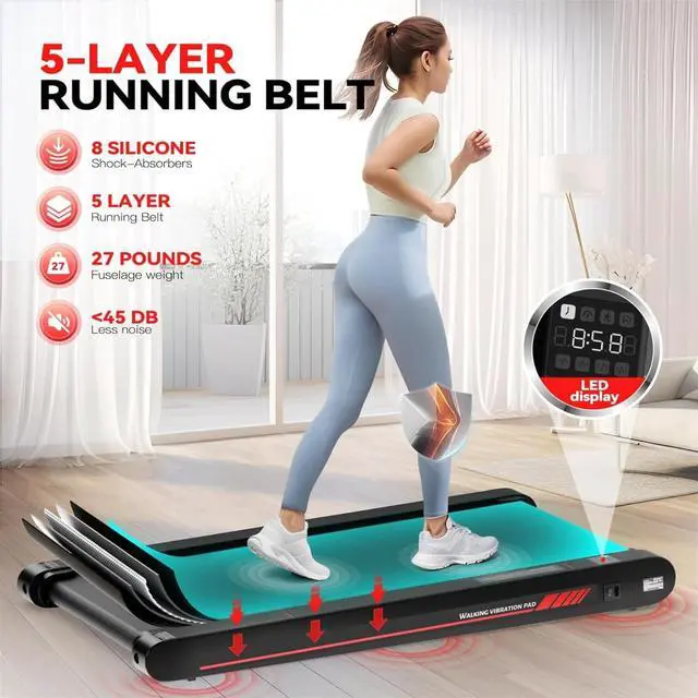 Alt view image 7 of 7 - Sperax Walking Vibration Pad with APP, 3 in 1 Under Desk Treadmill, 2.5HP Low Noise Walking Treadmill Pad with Remote Control,Portable Treadmill for Home Office