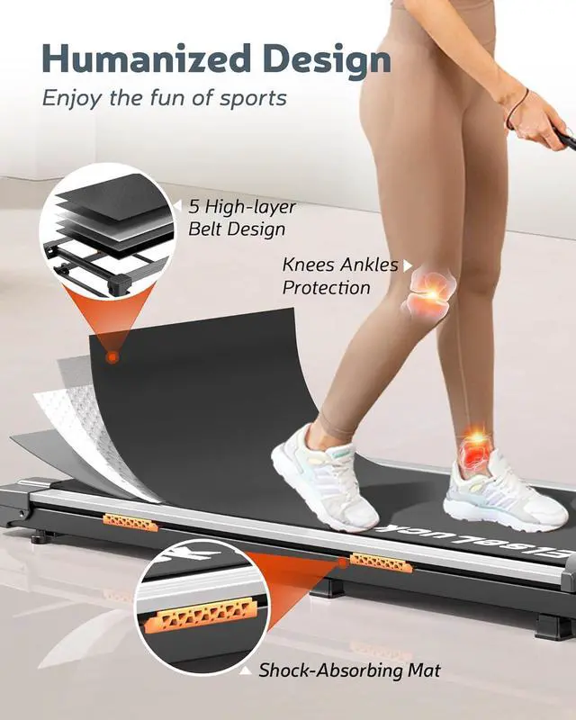 Alt view image 5 of 7 - Elseluck Walking Pad, Under Desk Treadmill for Home Office, 2 in 1 Portable Walking Treadmill with Remote Control, Walking Jogging Machine in LED Display