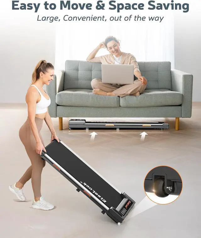 Alt view image 6 of 7 - Elseluck Walking Pad, Under Desk Treadmill for Home Office, 2 in 1 Portable Walking Treadmill with Remote Control, Walking Jogging Machine in LED Display