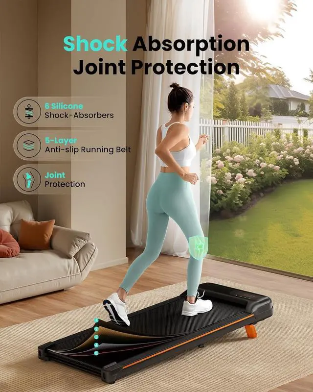 Alt view image 6 of 7 - Walking Pad, Under Desk Treadmill with Incline for Home Office 2.5HP Portable Walking Treadmill with 280 Lbs Weight Capacity Walking Machine, Remote Control, LED Display