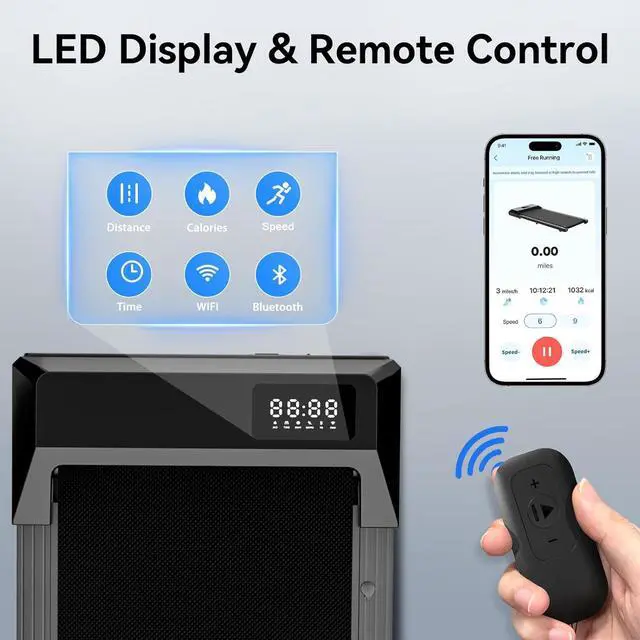 Alt view image 7 of 7 - SupeRun Walking Pad, Under Desk Treadmill, 3 in 1 Portable Treadmill with Remote Control LED Display, 2.5 HP Quiet Walking Jogging Machine for Office Home Use, 250 Lbs Capacity