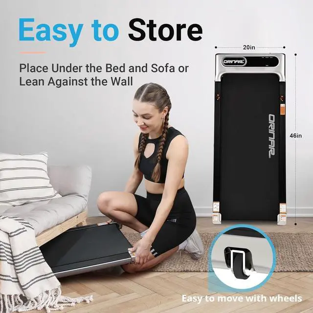 Alt view image 3 of 7 - Walking Pad, Under Desk Treadmill for Home and Office, 2.5 HP Portable Treadmill, 3 in 1 Walking Jogging Running Machine with Remote Control, LED Display
