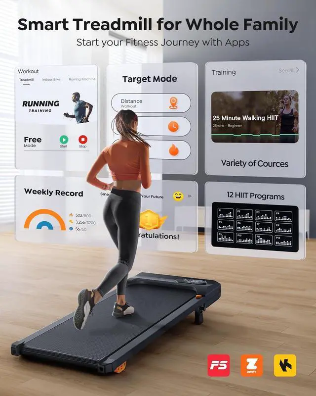 Alt view image 2 of 7 - Walking Pad Treadmill with 10% Incline, Under Desk Treadmill, Compact Portable Treadmills for Home Office, 285lbs Capacity, APP/Remote Control, Exercise Anytime, Low-Noise