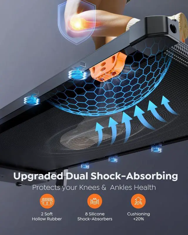 Alt view image 4 of 7 - Walking Pad Treadmill with 10% Incline, Under Desk Treadmill, Compact Portable Treadmills for Home Office, 285lbs Capacity, APP/Remote Control, Exercise Anytime, Low-Noise