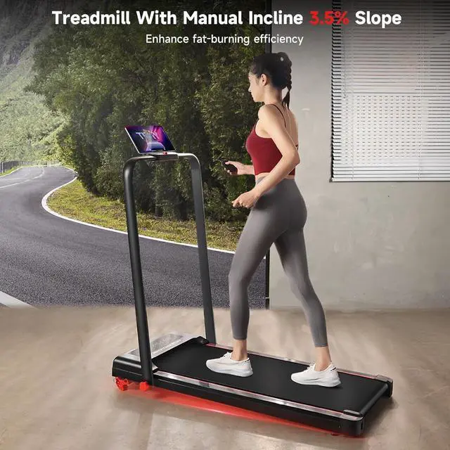 Alt view image 5 of 7 - RHYTHM FUN Treadmill with Incline, Walking Pad Treadmill with Handle Bar, 300lbs Foldable Treadmill Incline with APP, Portable Folding Treadmills for Home/Office with Low Noise