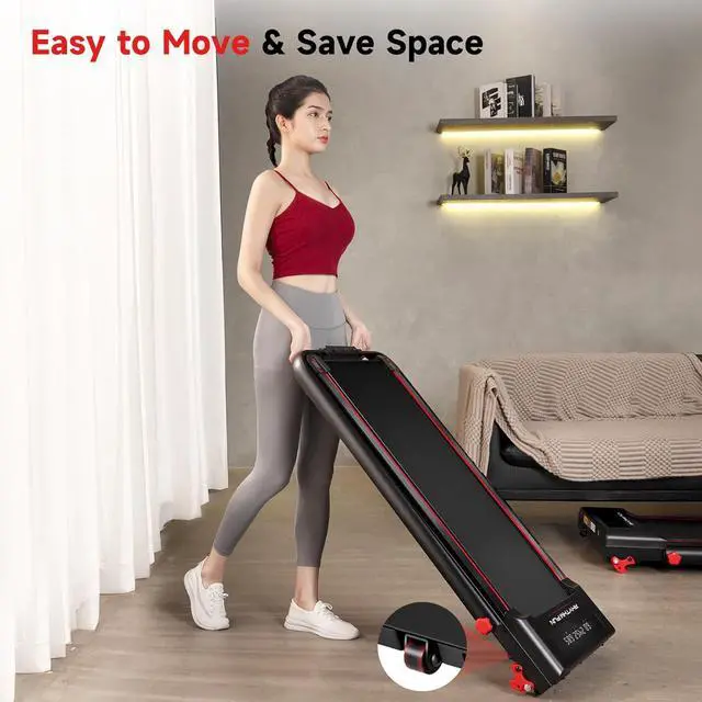 Alt view image 6 of 7 - RHYTHM FUN Treadmill with Incline, Walking Pad Treadmill with Handle Bar, 300lbs Foldable Treadmill Incline with APP, Portable Folding Treadmills for Home/Office with Low Noise