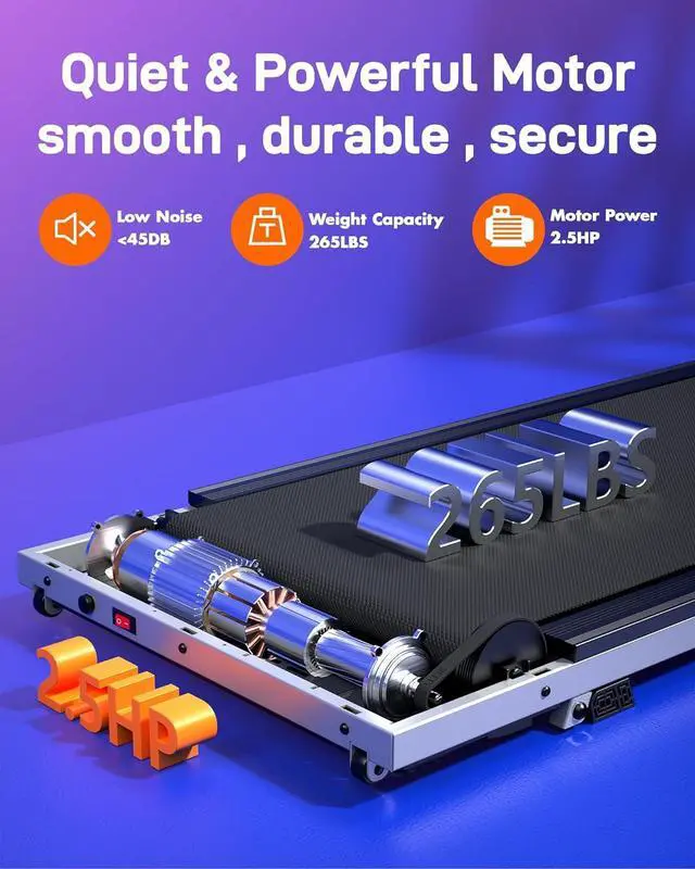 Alt view image 4 of 7 - Walking Pad with Incline, Under Desk Treadmills for Home with Remote Control, Walking Pad Treadmill with Manual Incline, LED Display, 265LBS Weight Capacity