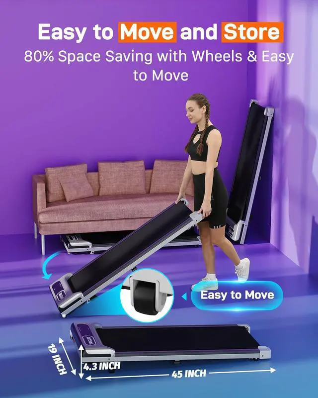 Alt view image 6 of 7 - Walking Pad with Incline, Under Desk Treadmills for Home with Remote Control, Walking Pad Treadmill with Manual Incline, LED Display, 265LBS Weight Capacity