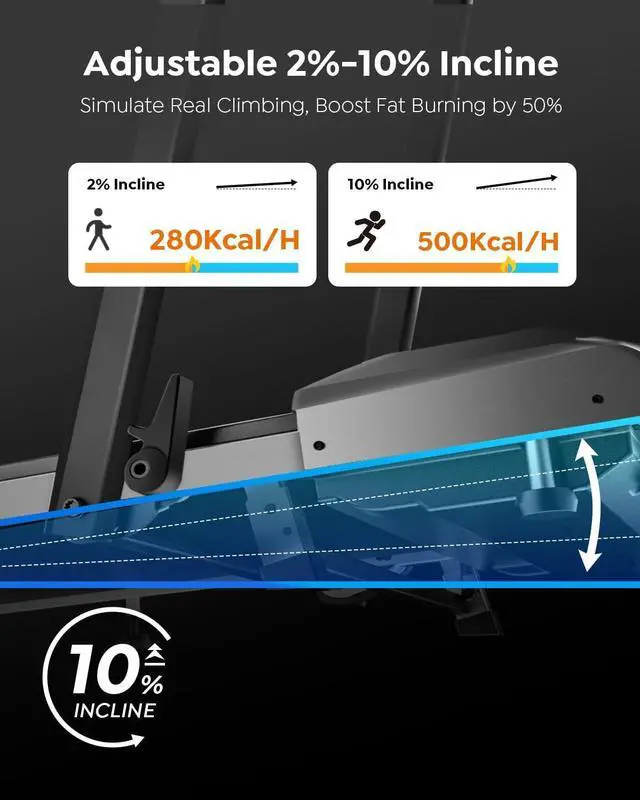 Alt view image 3 of 7 - Walking Pad Treadmill with Incline, 2 in 1 Foldable Treadmills for Home Small Office, 300lbs Portable Compact Under Desk Treadmill with App, Remote Control and LED Display