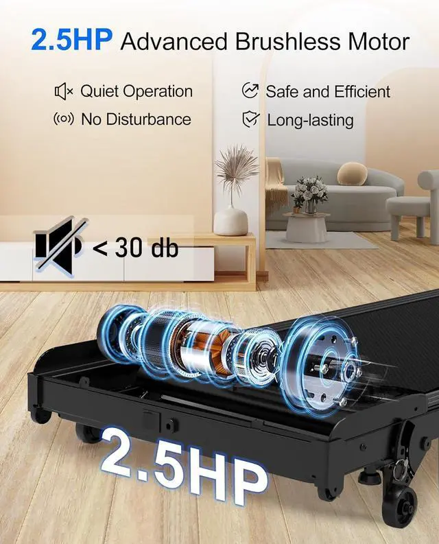 Alt view image 3 of 6 - Lichico Walking Pad Under Desk TreadmillPortable Small Treadmills for Home and OfficeSuper Quiet Brushless Motorized Walking Jogging Running Machine with Remote Control