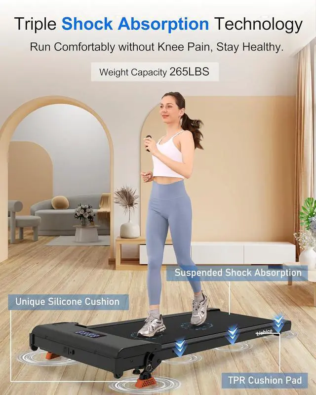 Alt view image 4 of 6 - Lichico Walking Pad Under Desk TreadmillPortable Small Treadmills for Home and OfficeSuper Quiet Brushless Motorized Walking Jogging Running Machine with Remote Control