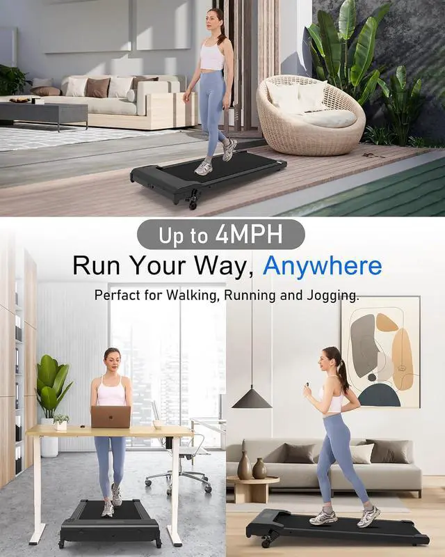 Alt view image 5 of 6 - Lichico Walking Pad Under Desk TreadmillPortable Small Treadmills for Home and OfficeSuper Quiet Brushless Motorized Walking Jogging Running Machine with Remote Control