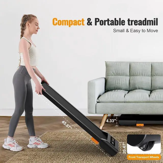 Alt view image 6 of 7 - Walking Pad, 2.5HP Under Desk Treadmill for Home Office, 300 Lbs Capacity Portable Treadmill with Remote Control & LED Display, 2 in 1 Treadmill for Walking Jogging and Running