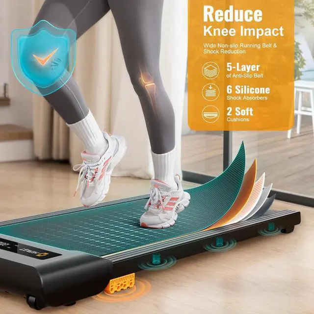 Alt view image 7 of 7 - Walking Pad, 2.5HP Under Desk Treadmill for Home Office, 300 Lbs Capacity Portable Treadmill with Remote Control & LED Display, 2 in 1 Treadmill for Walking Jogging and Running